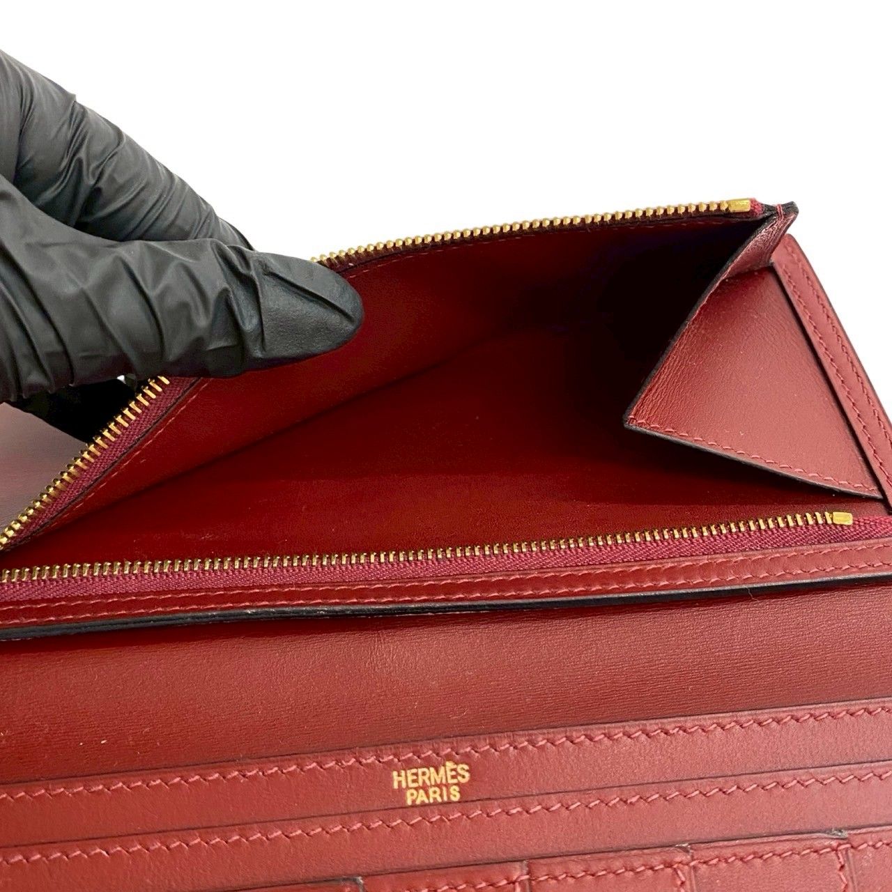 極 美品 箱付き □E 刻印 HERMES エルメス ベアン ボックスカーフ  