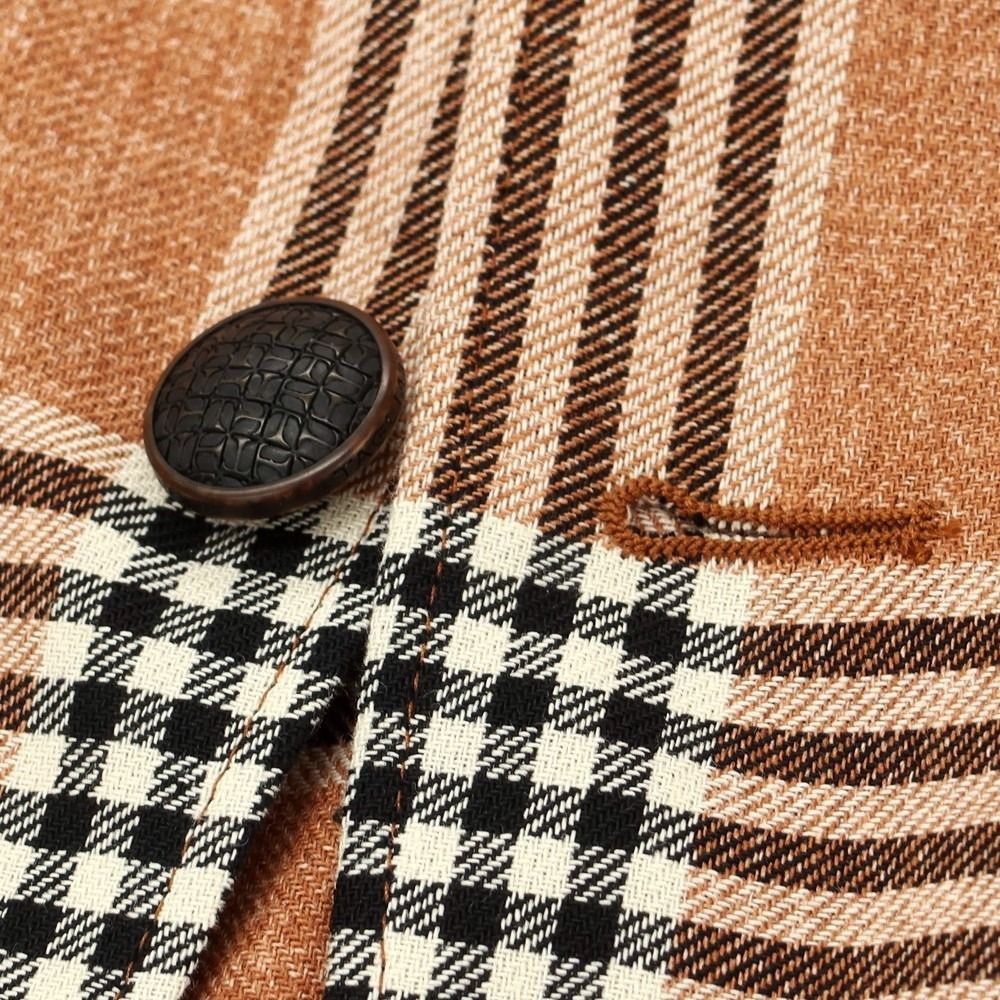 【】タリアトーレ TAGLIATORE コットン チェック テーラードジャケット オレンジブラウンxブラック【サイズ48】【メンズ】