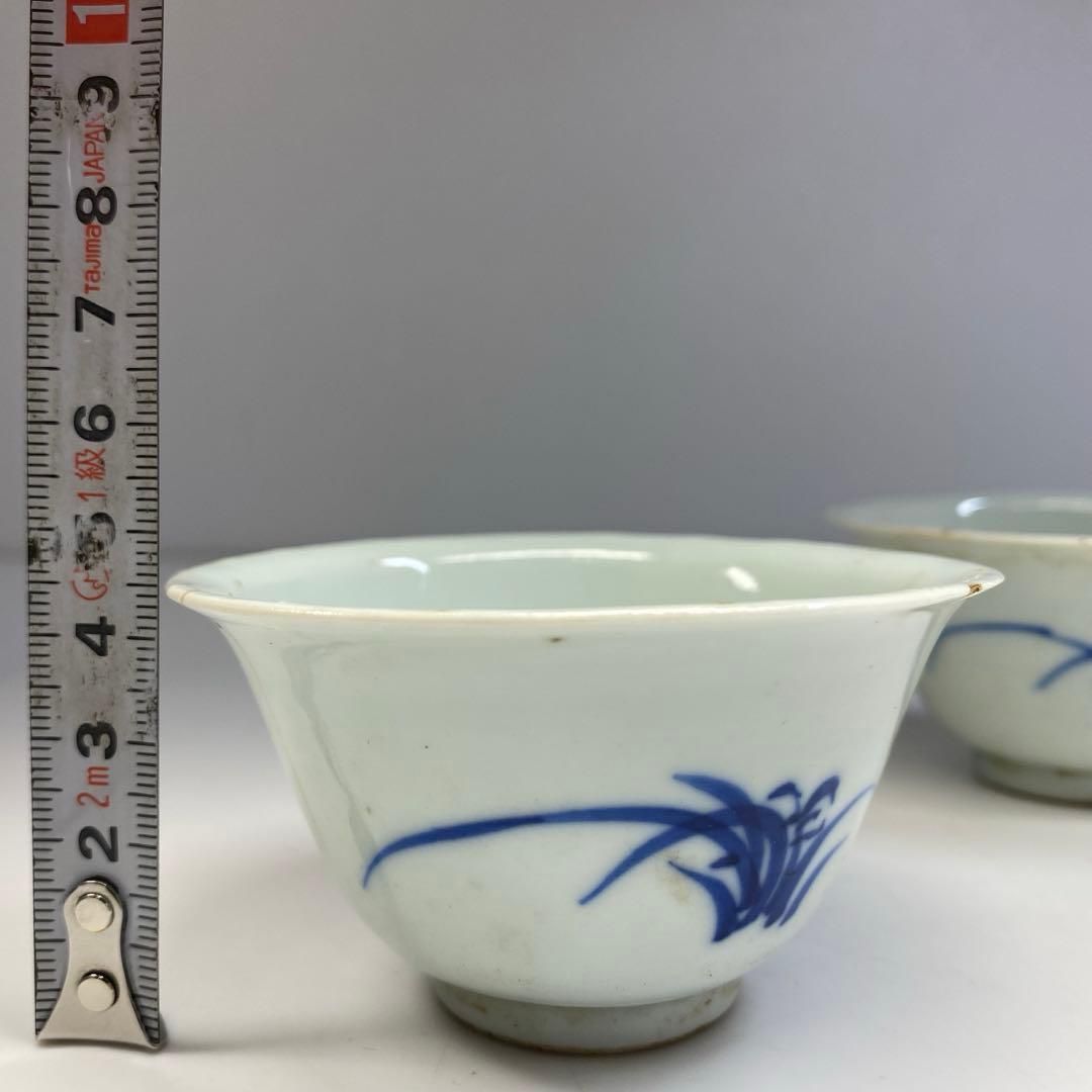中国清朝期 青花煎茶碗3客 直径約8㎝ 東Y6-0703①タカチ 【公式通販】