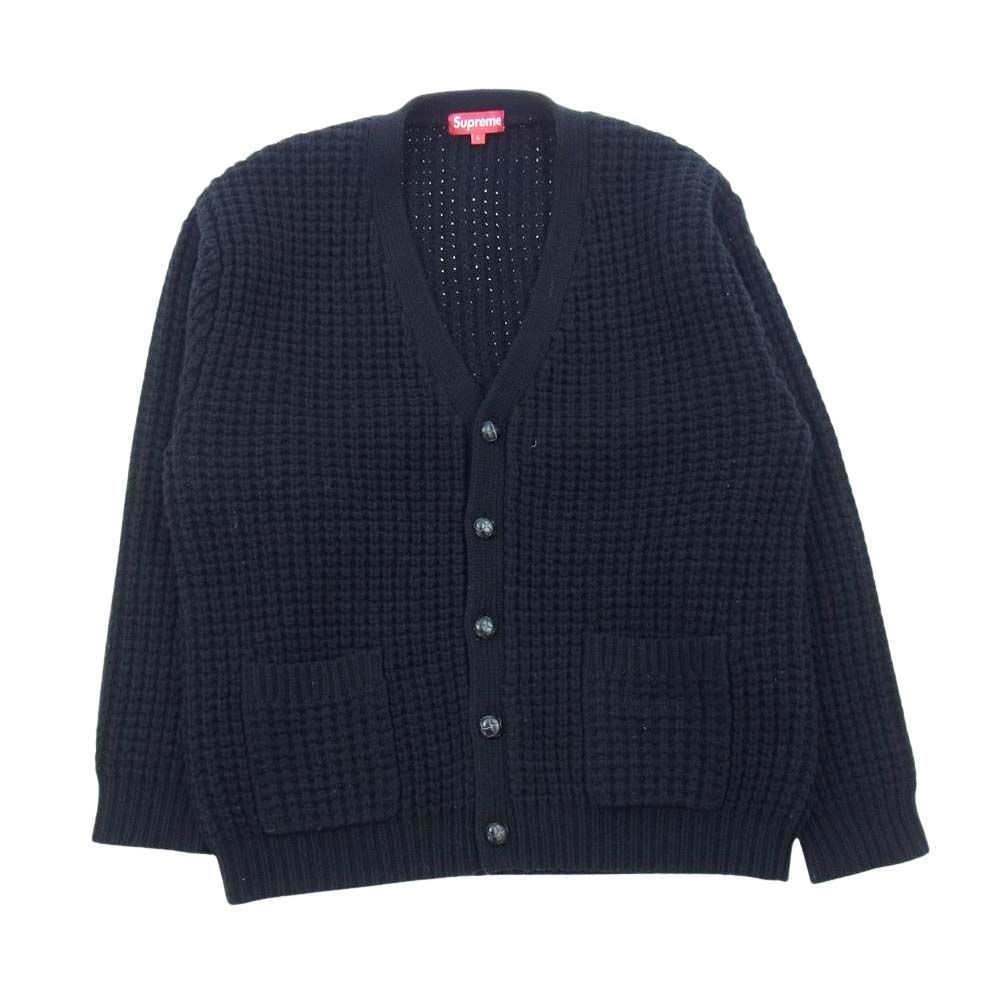 supreme 21AW ワッフル ニットカーディガン ブラック M Waffle Knit Cardigan | Supreme 21fw