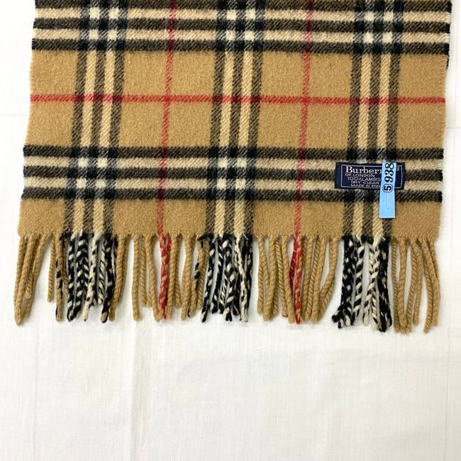 Burberry ベージュ＆ブラウン ロゴ ウール マフラー BURBERRY ロゴ ウールマフラー