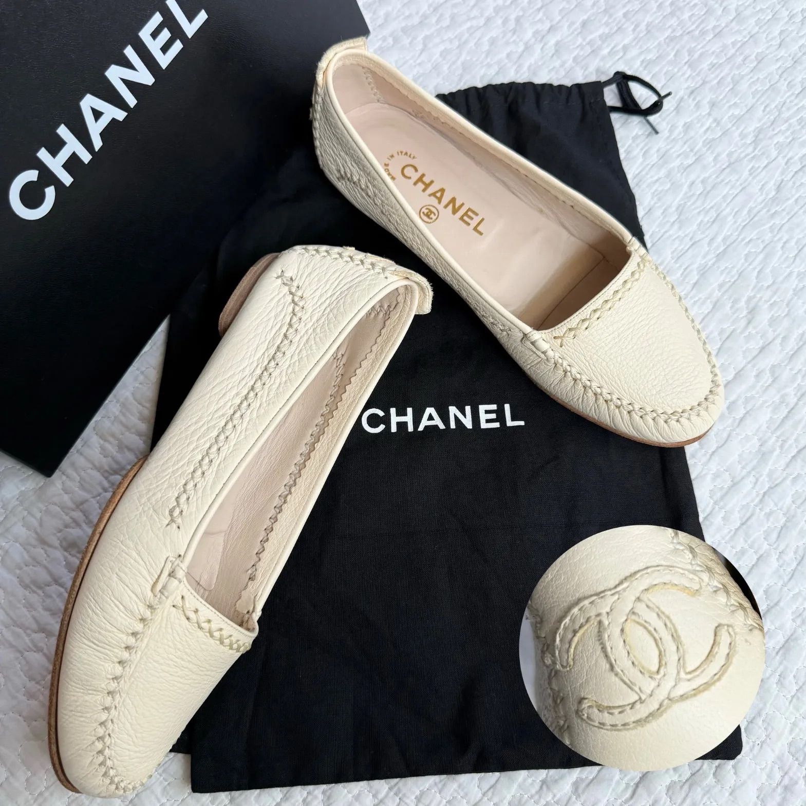 極美品 CHANEL シャネル ココマーク レザーローファー