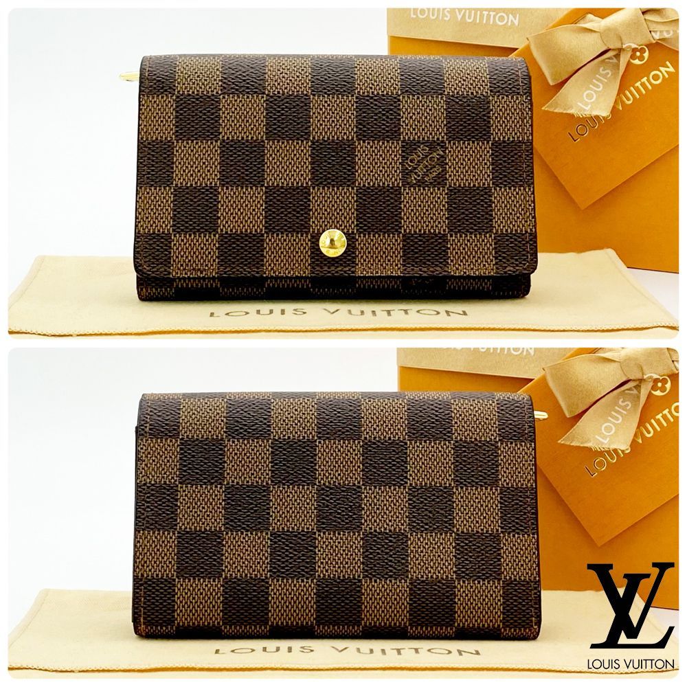 【超極美品】ルイヴィトン　ダミエ　ポルトモネ　トレゾール　折財布 極美品】ルイヴィトン LOUIS VUITTON ダミエ ポルトモネビエ