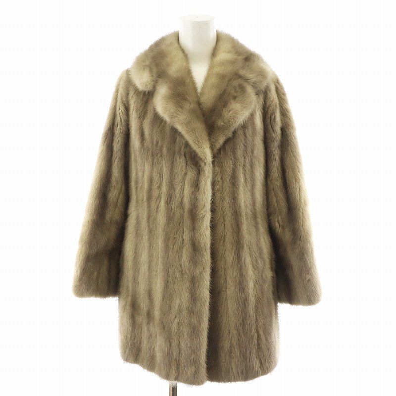 ノーブランド 毛皮コート ファーコート ミドル丈 サファイアミンク  