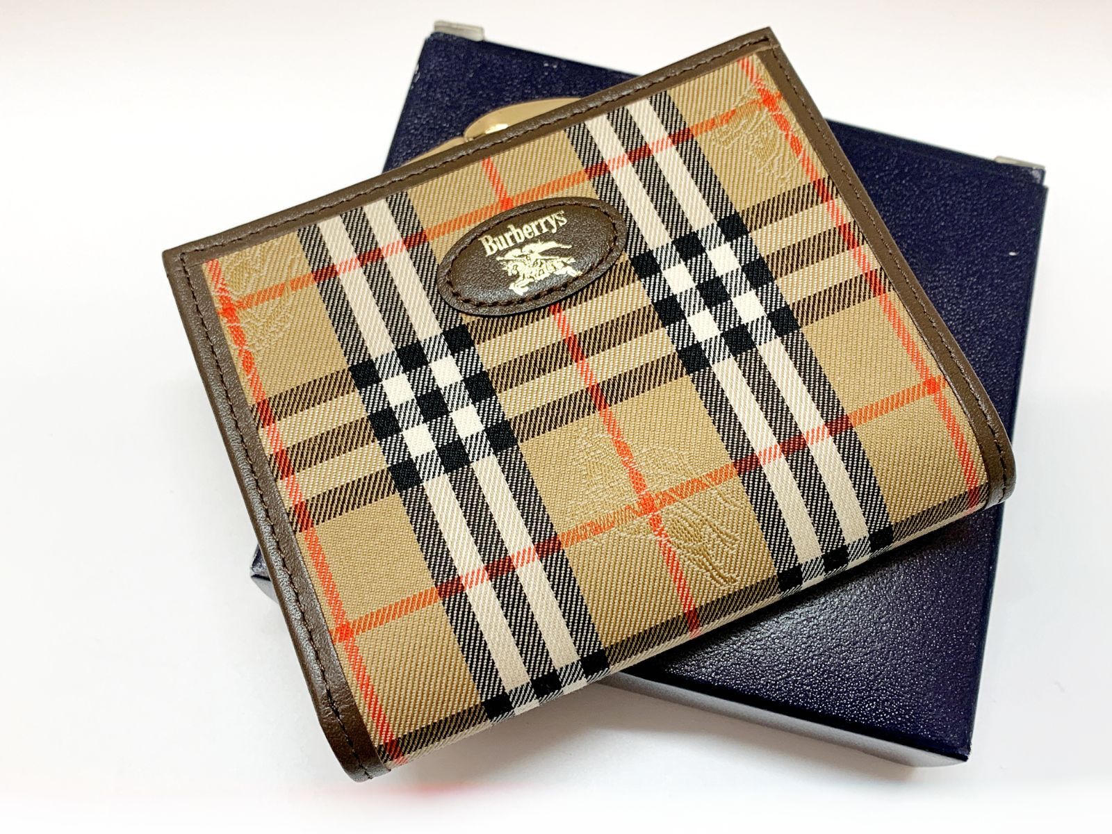 BURBERRY バーバリー 財布 折り財布 がま口 90s チェック柄
