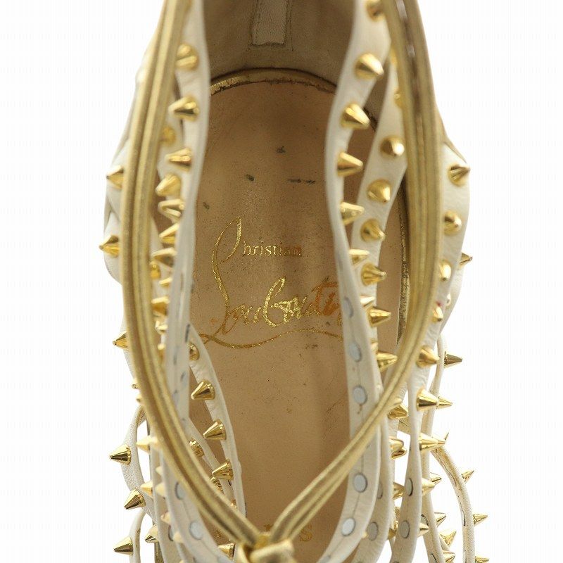 新品未使用　Christian Louboutin ゴールドリボンパンプス Christian Louboutin Studded high heels gold ribbon heel EU