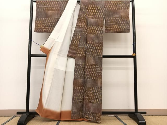 平和屋着物○上質な紬 杢目絞り 霞文 正絹 逸品 BAAT0864yc - メルカリ 