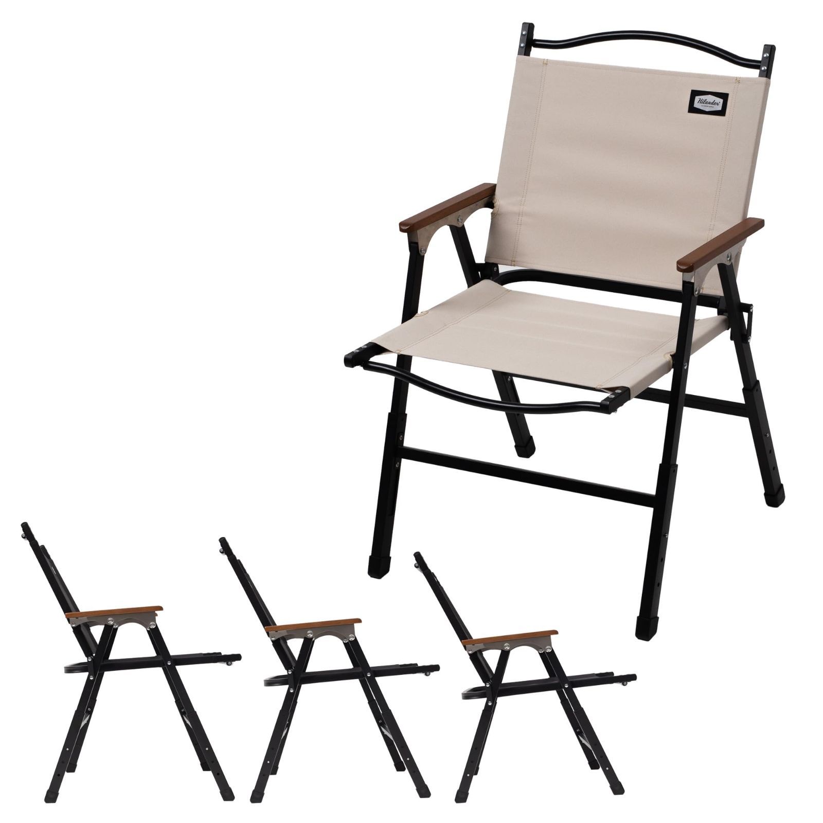 在庫処分 Hilander ハイランダー LIT CHAIR リットチェア 高さ調整 折りたたみチェア フォールディングチェア 耐荷重100kg 軽量 ディレクターズチェア アウトドア キャンプ BBQ チェアリング ピクニック レジャー 釣り タン