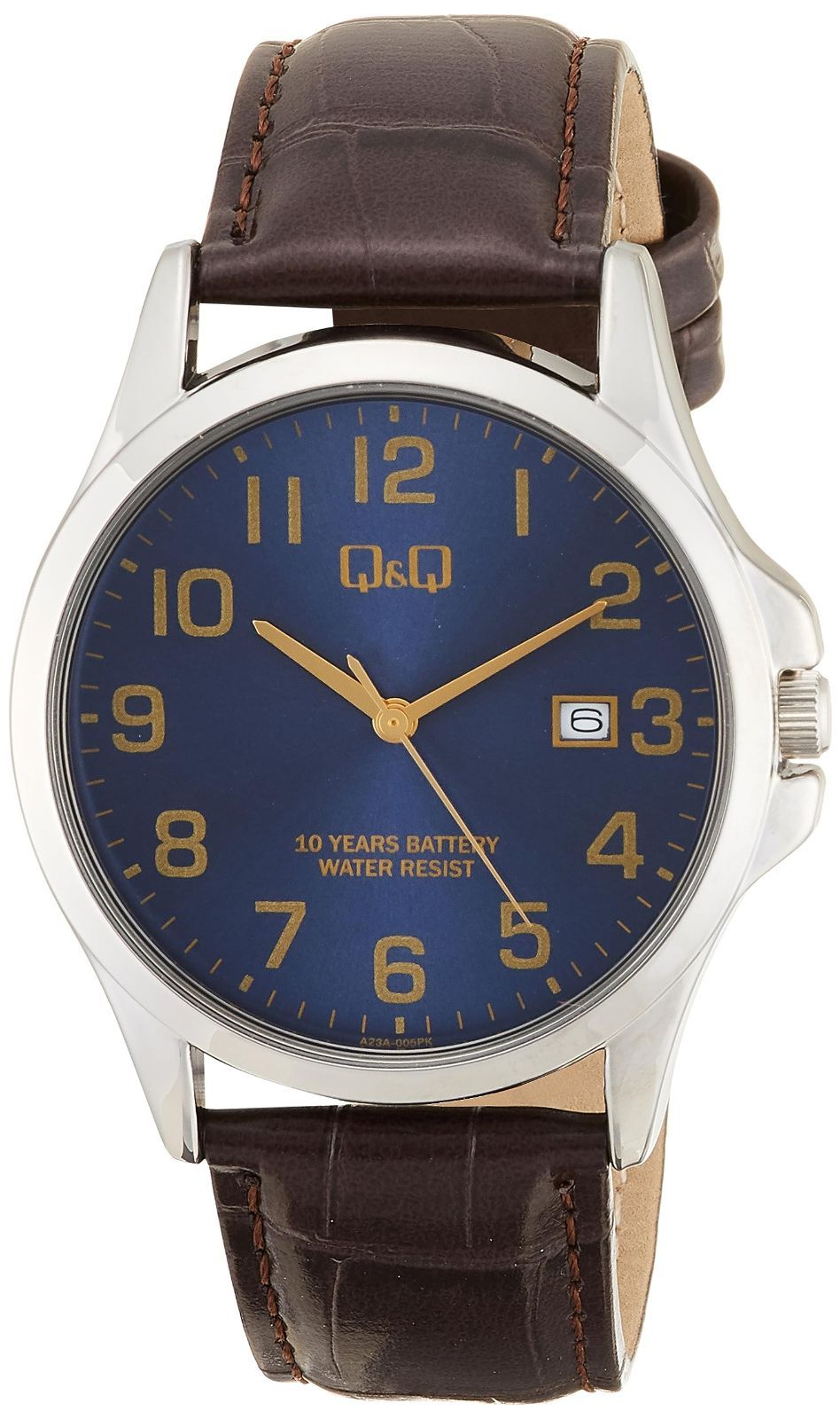 数量 電池寿命10年 防水 アナログ 合成皮革バンド キューアンドキュー A 23 A-005 PK 腕時計 メンズ シチズンQ-Q ブラウン