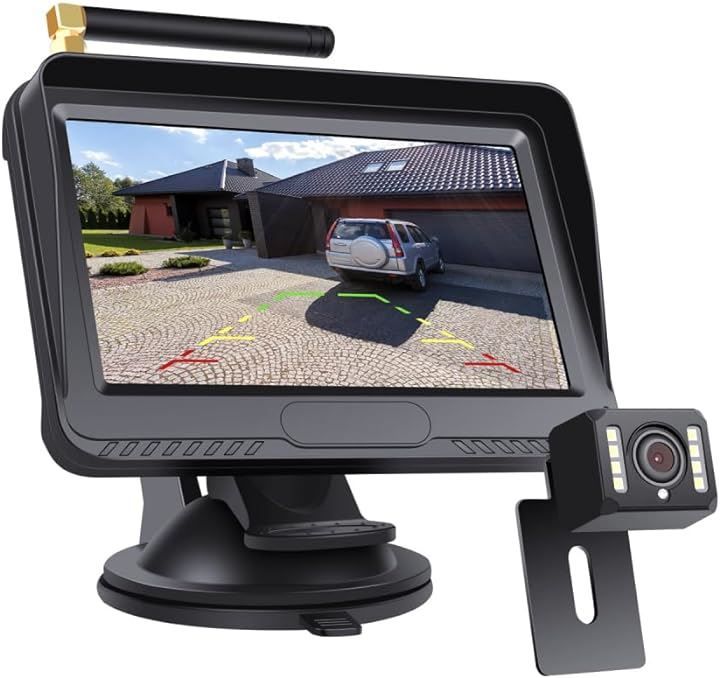 OBEST 2カメラ対応バックモニター ワイヤレス バックカメラ 4.3インチ液晶モニター デジタル信号 分割表示機能 12-24V対応 ノイズ対策 IP68防水