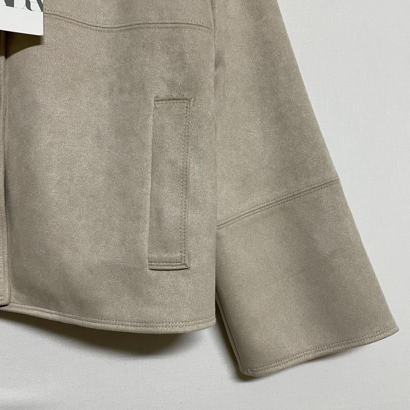 【極美品】ザラ　ノーカラージャケット　テーラードジャケット　ツイード　L ZARA ザラ ジャケット、上着 ジャケット、ブレザー フェイク