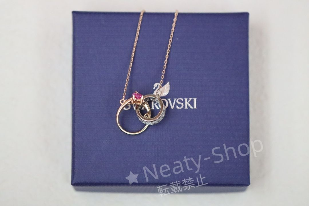 💗新品💗Swarovski  ファッショローズゴールドリングダブルリング鎖骨ネックレス