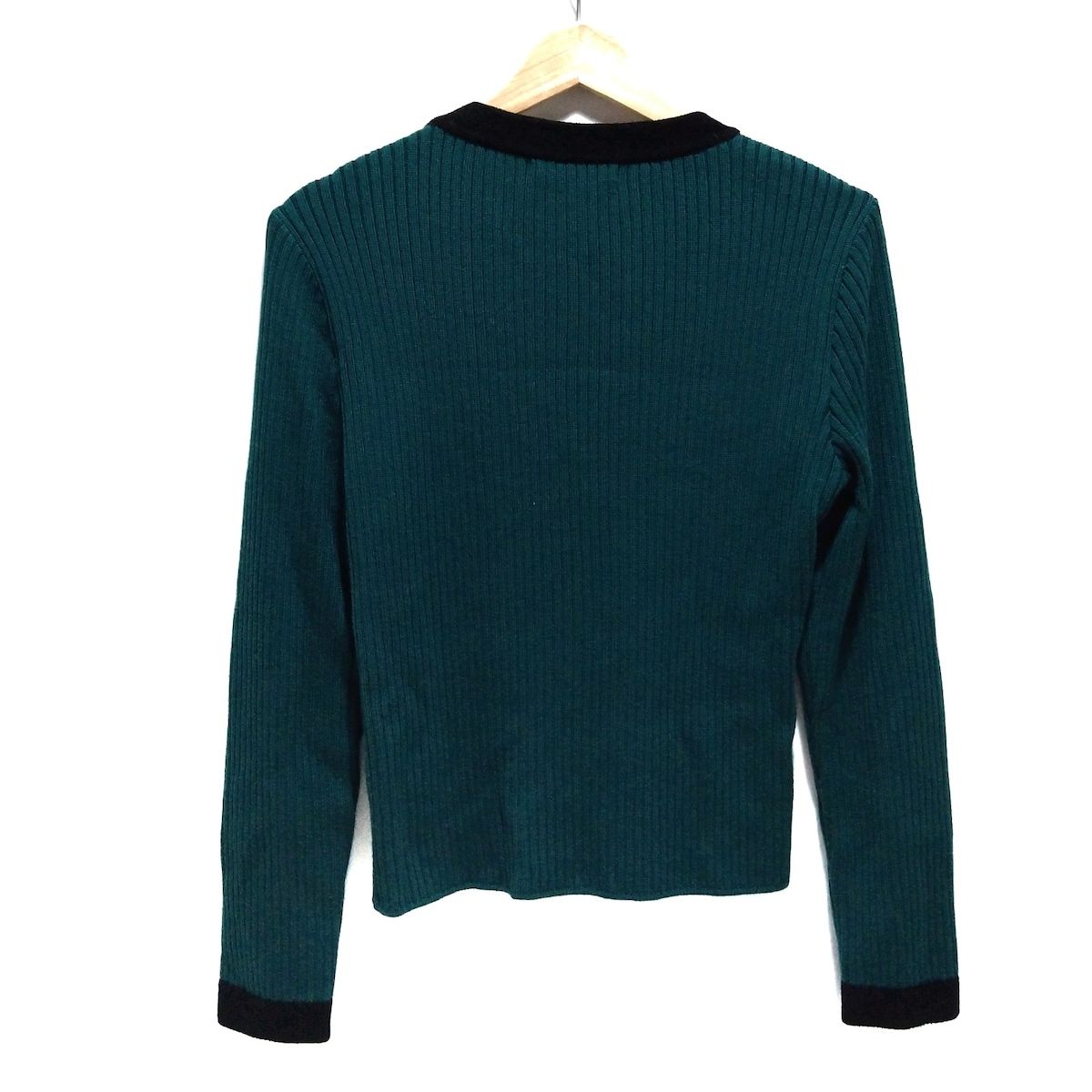 Rene ルネ カーディガン サイズ38 M レディース - ダークグリーン×黒 長袖|パール|フラワー 花