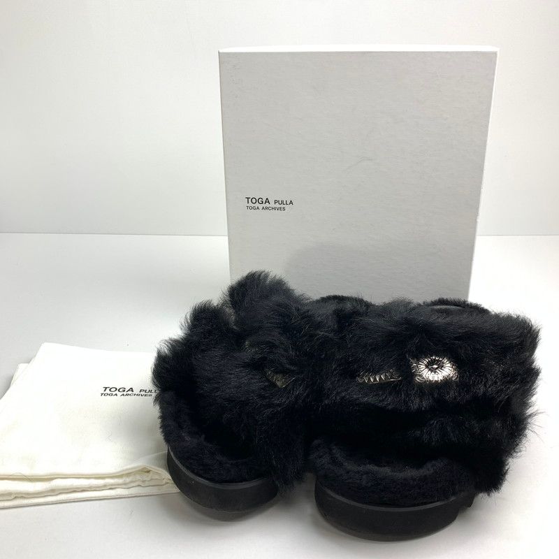 【中古品】 TOGA PULLA METAL CROSS SANDALS BLACK FUR メタル クロス サンダル サイズ：41 カラー：ブラック メンズ 【164-240901-st-1-fuz】