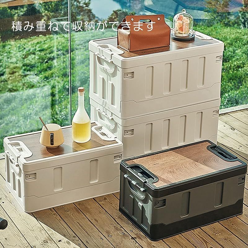 X XUNTAO【収納ボックス 折り畳み】収納ケース 木製の蓋付き 全方向