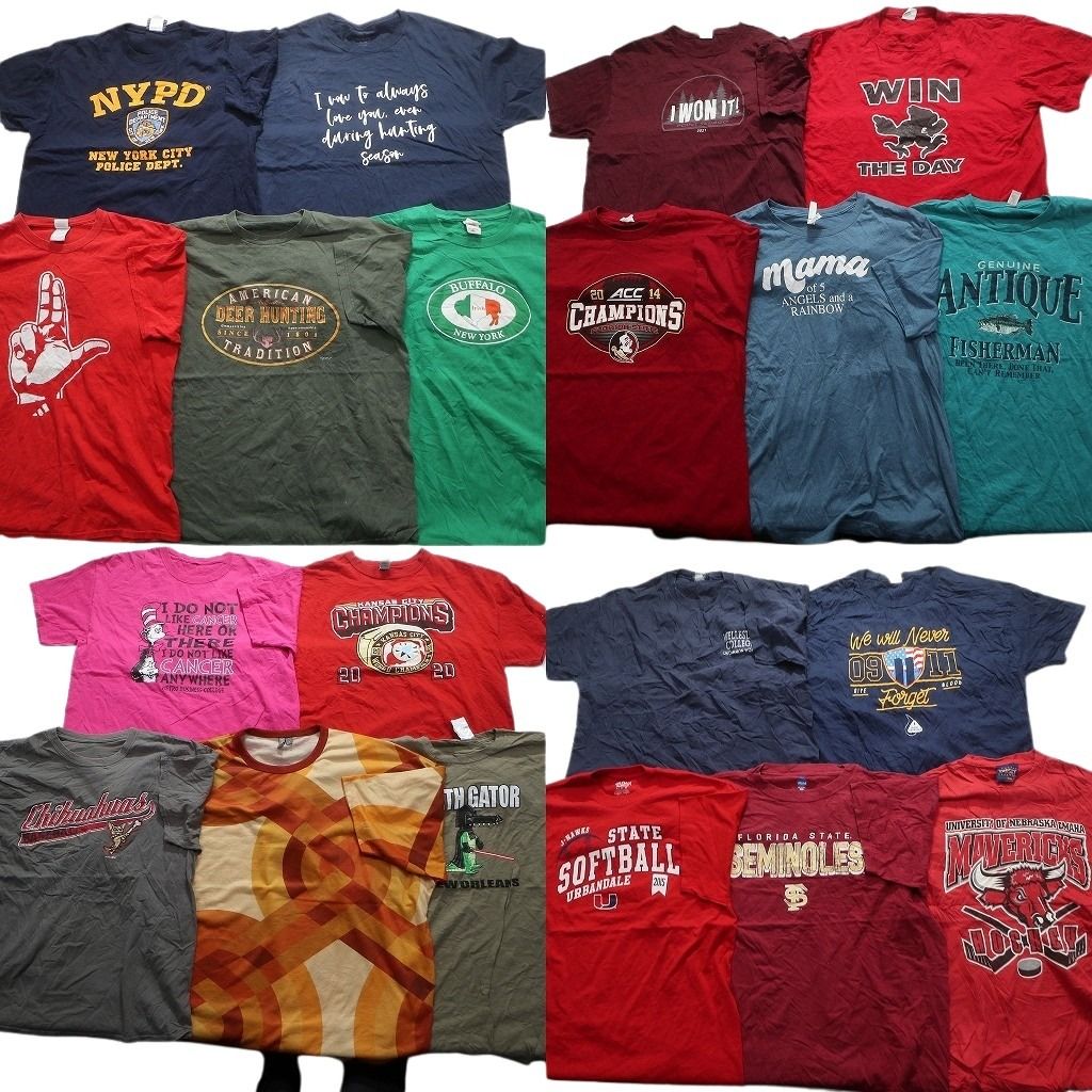 古着卸 mix プリント 半袖Tシャツ 20枚セット メンズ XL 総柄 チームロゴ カレッジ風 英字プリント 古着 NA0326