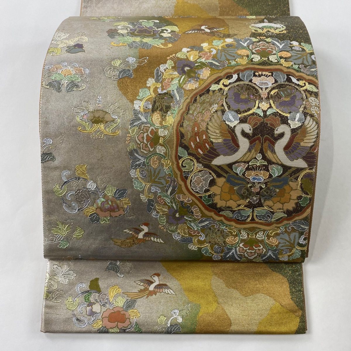 袋帯 螺鈿細工 金糸 袋帯 ブランド帯 螺鈿細工 観世水 ドット模様 金糸