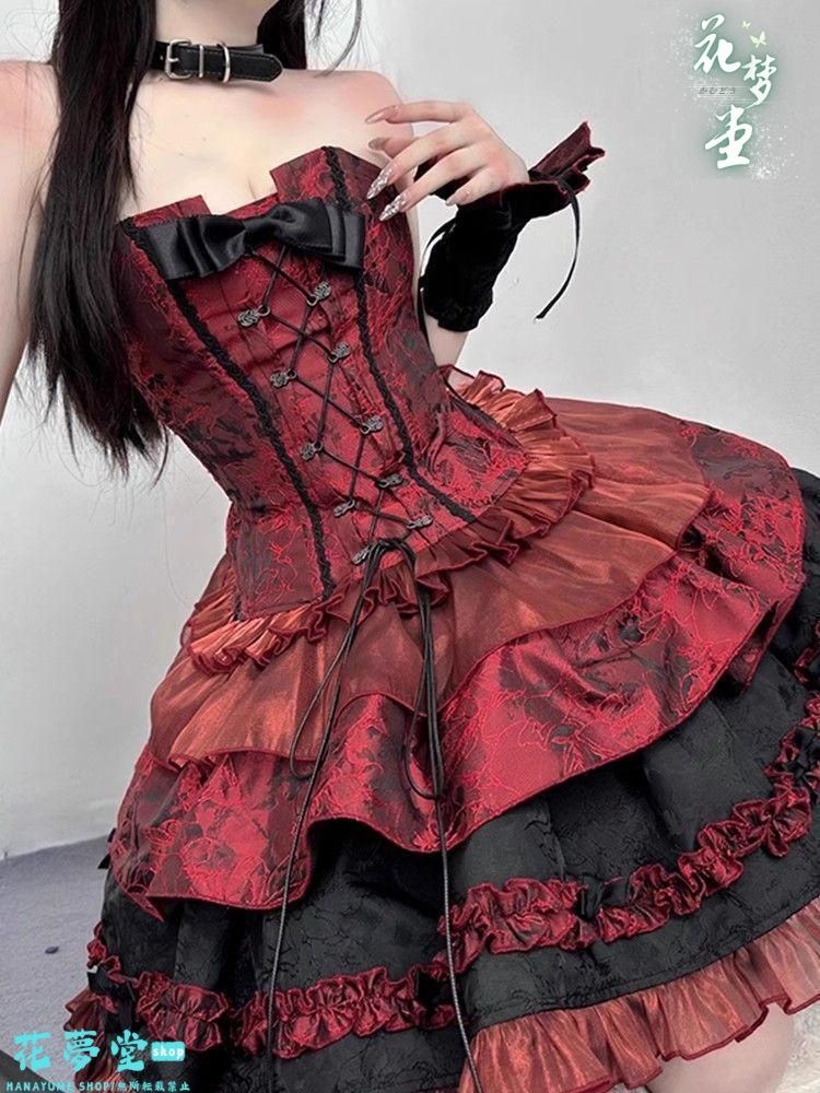 25年 コスプレロリータセット 仮装 オリジナル 洋服 ロリータ ワンピース メイド ドレス 撮影会 舞台 イベント 花夢堂-314