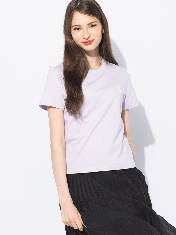 アミパリス AMI PARIS ワンポイント クルーネック 半袖 クロップド T