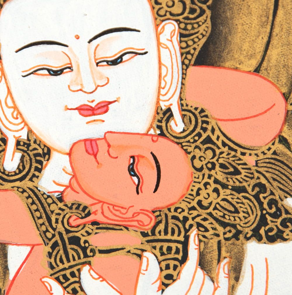 ヤブユム 男女両尊 父母仏 男女合体尊 曼荼羅 マンダラ 一点物〕タンカ - ヤブユム 男女合体尊[30cm x 40cm] / 観音菩薩