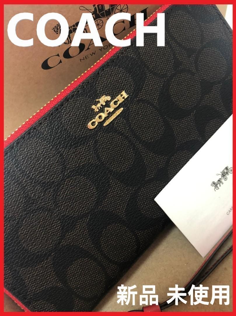 COACH コーチ 新品 長財布 茶 黒 赤 レディース 小物 財布 113