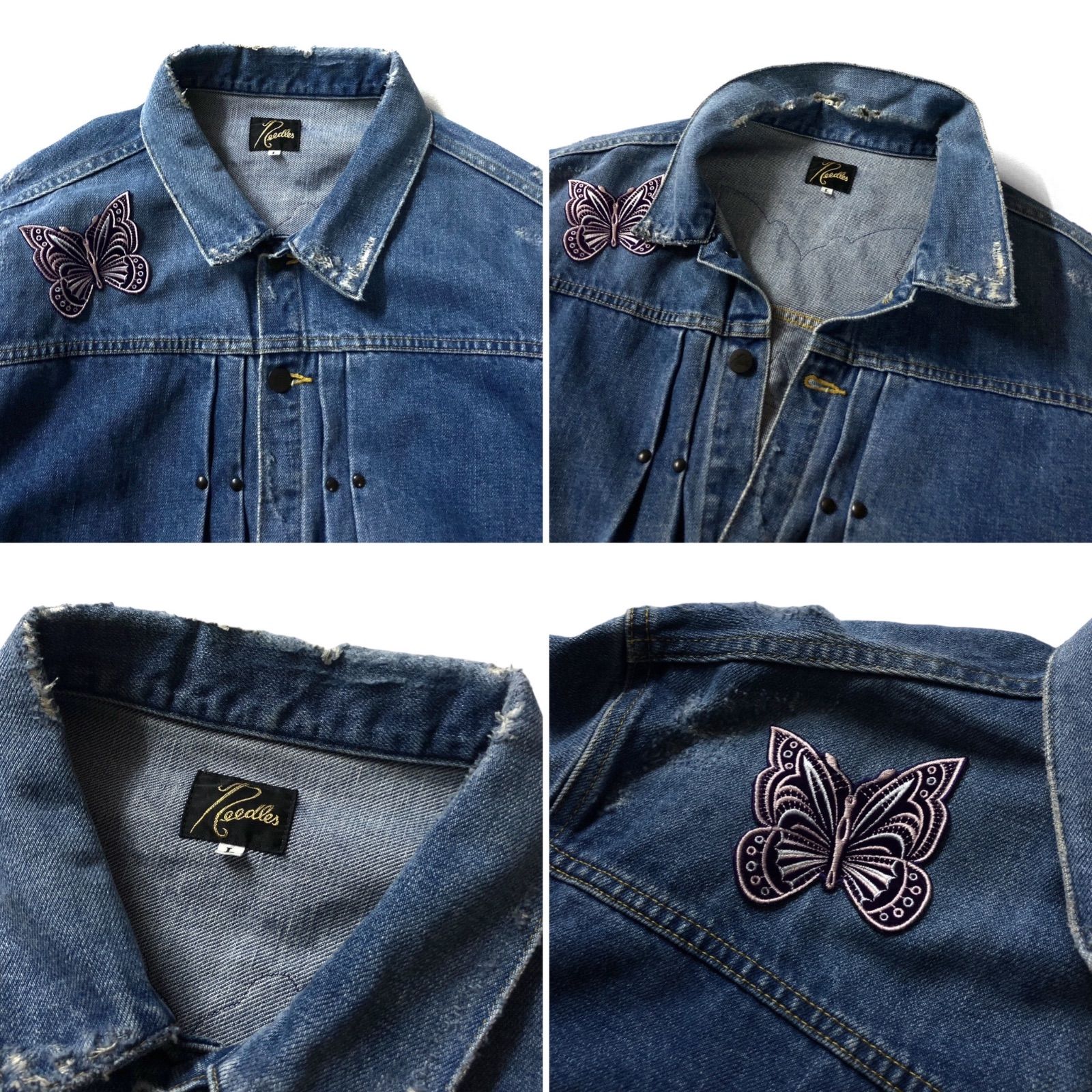 美品】Needles ニードルズ Papillon Patches Jean Jacket KP142