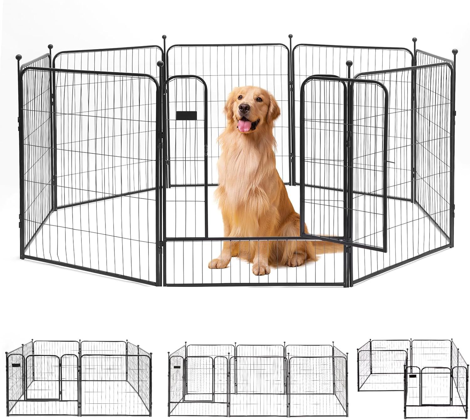 ペットサークル 犬 サークル 大型犬 中型犬用 80cm 100cm ゲージ ペットフェンス 折り畳み式 スチール製 室内室外兼用 8枚