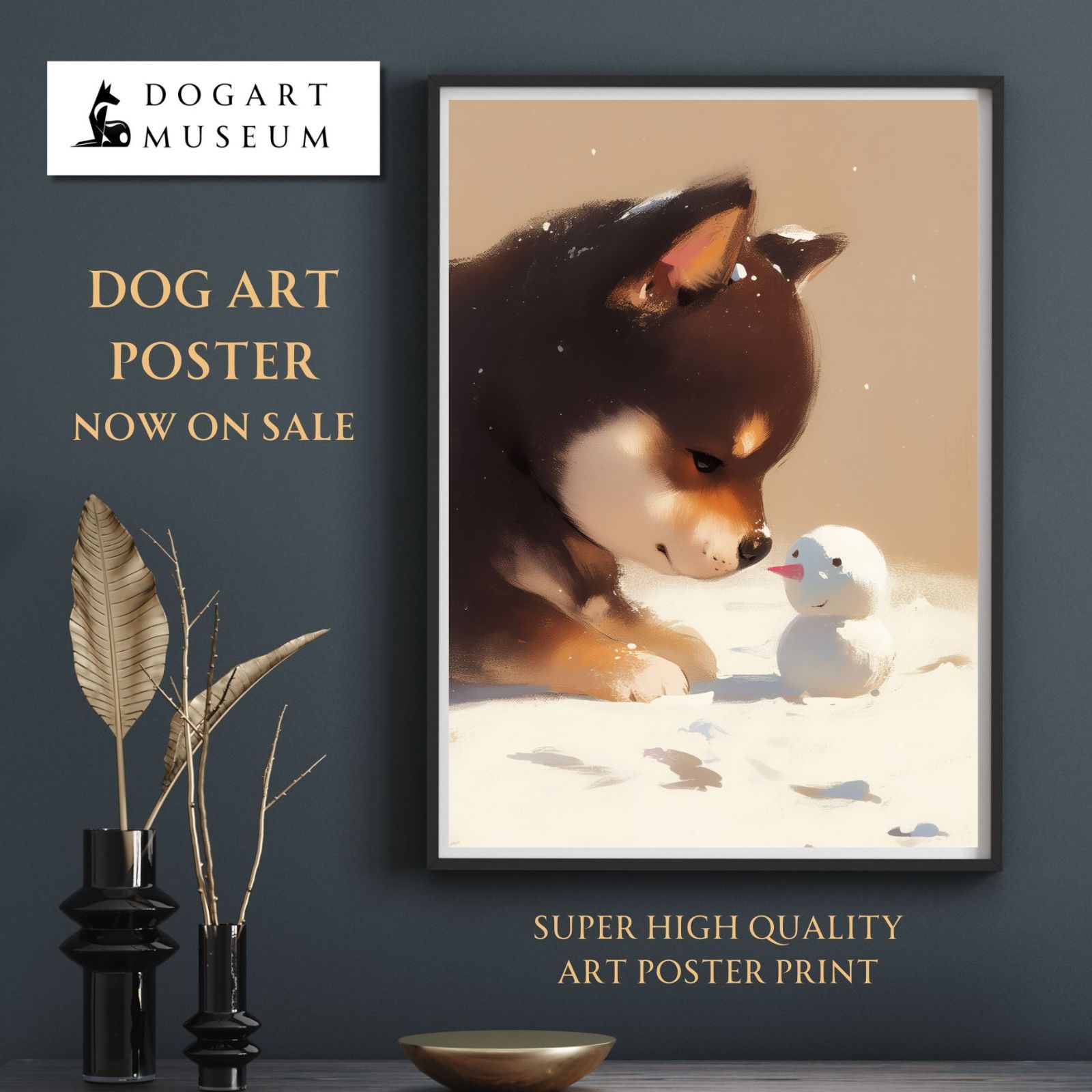 絵画。原画手描き【雪が降る冬、かわいい犬と猫の楽しい写真記念】 犬と日本人（5） 長沢芦雪「降雪狗児図」 - 日本経済新聞