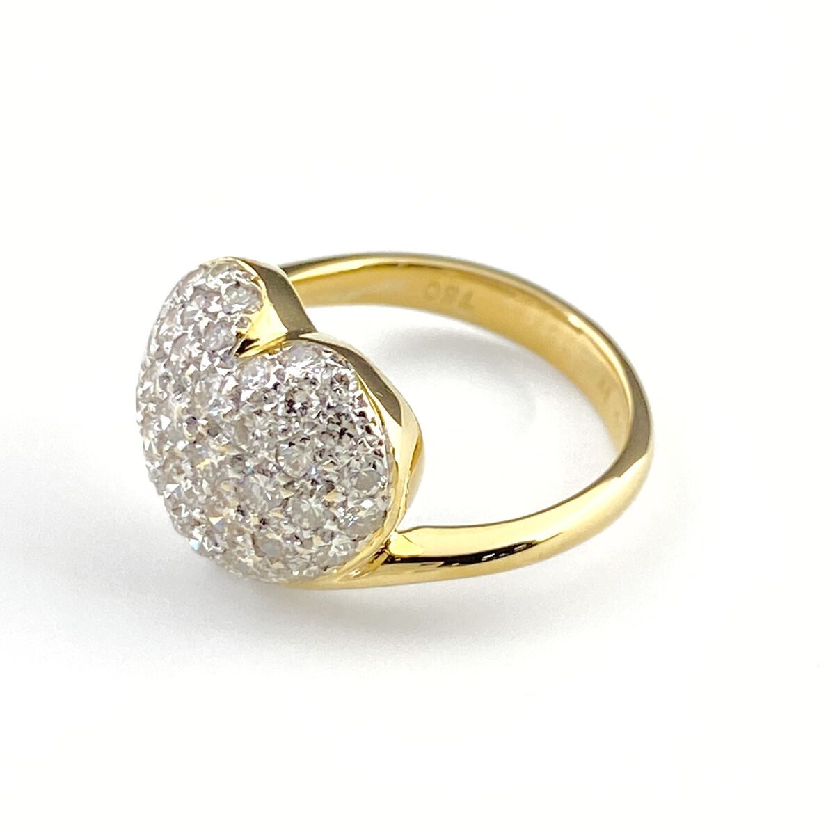 ポンテヴェキオ Ponte Vecchio ハートモチーフ デザインリング YG イエローゴールド 指輪 メレダイヤ リング 6.5号 750 ダイヤモンド レディース