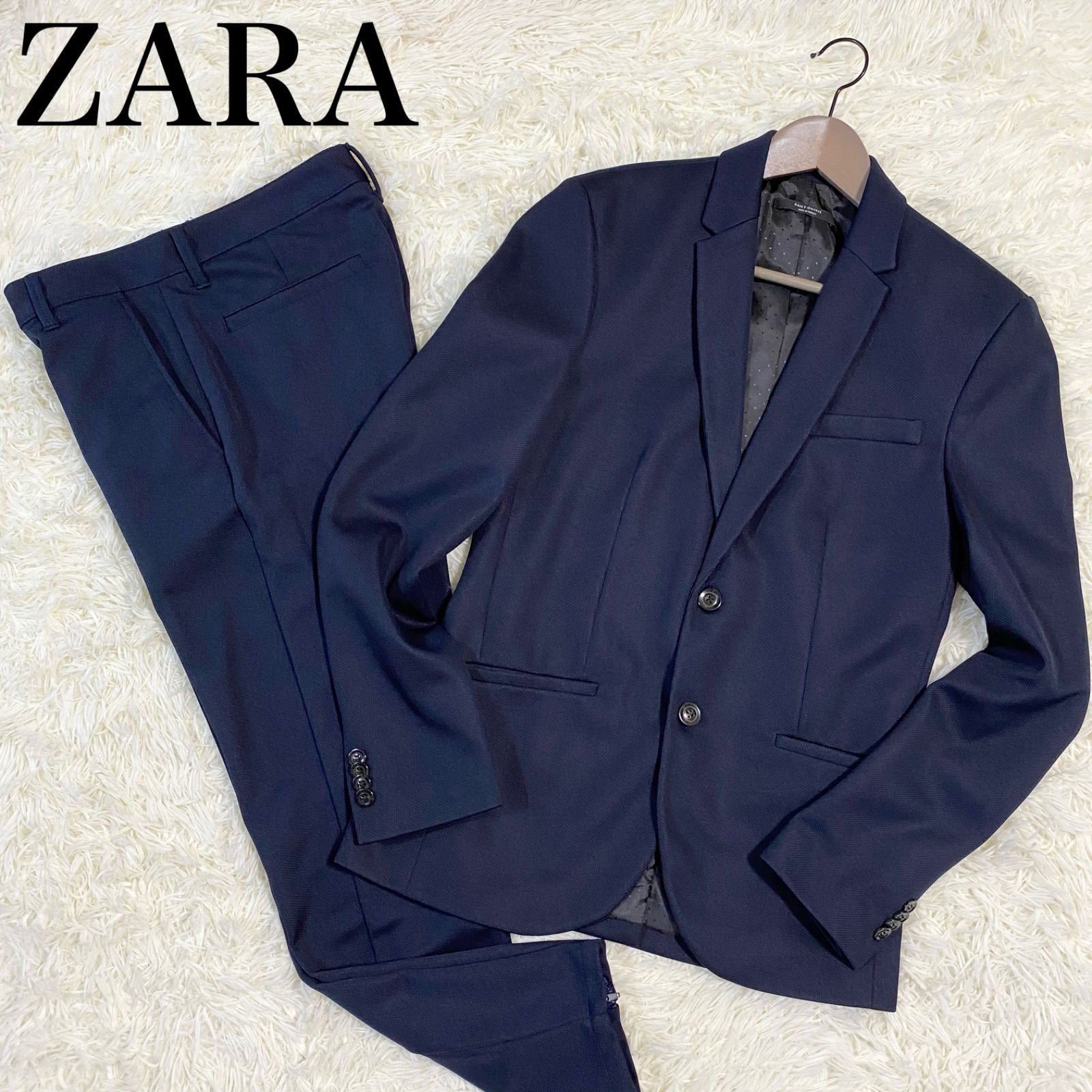 美品✨【ZARA】ザラ メンズスーツ セットアップ ネイビー カジュアル 