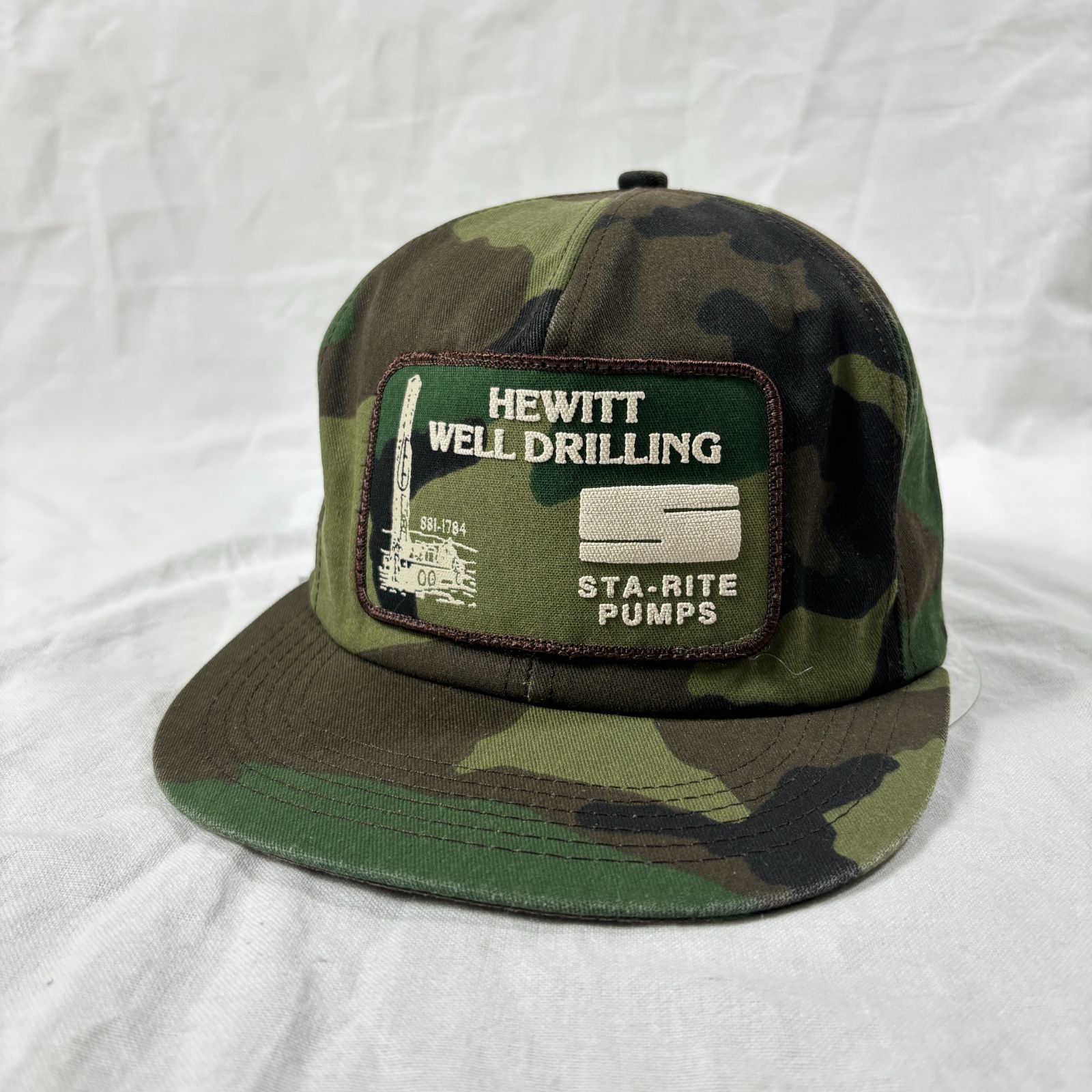 80s USA製 K-Products アメリカ企業 掘削業者 刺繍ワッペン 6パネル トラッカーキャップ