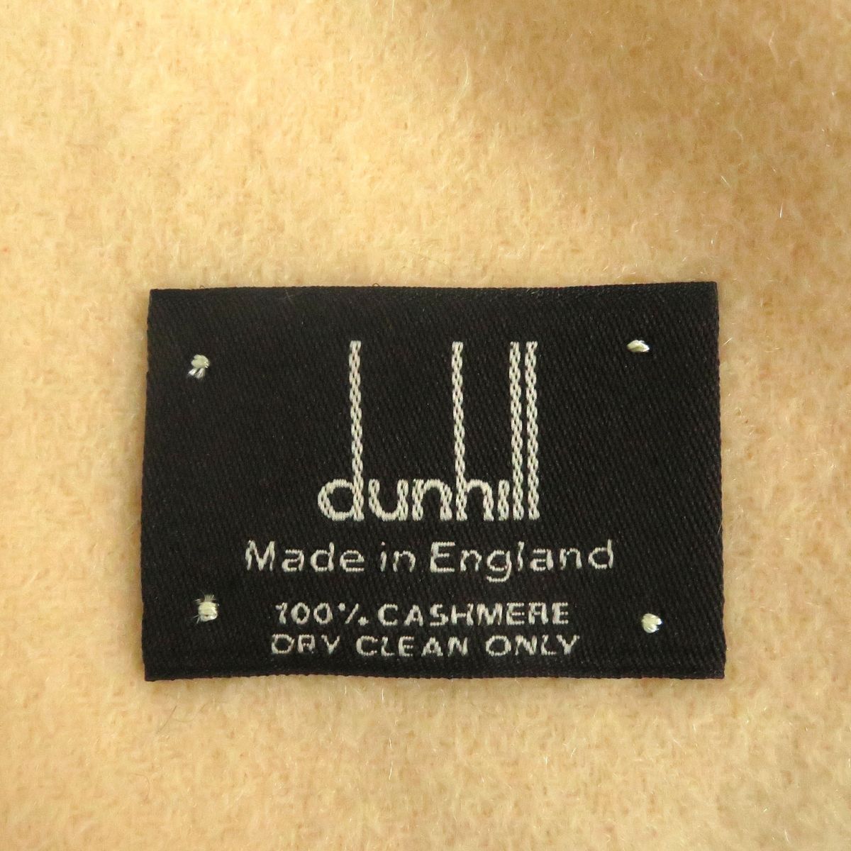 極美品□dunhill/ダンヒル ロゴ刺繍入り カシミヤ100％ フリンジ