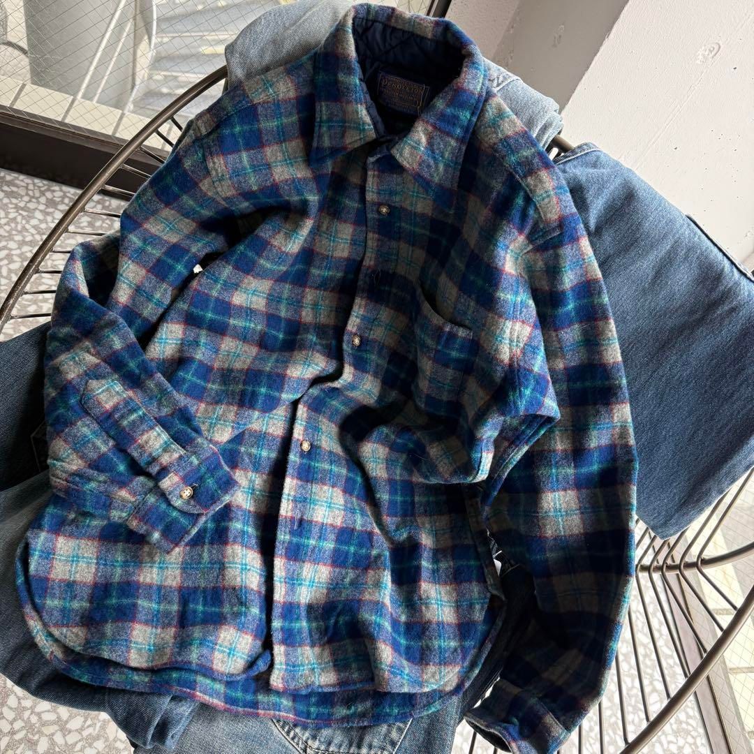 PENDLETON / 70's wool check shirt【最高カラー、ボードシャツ