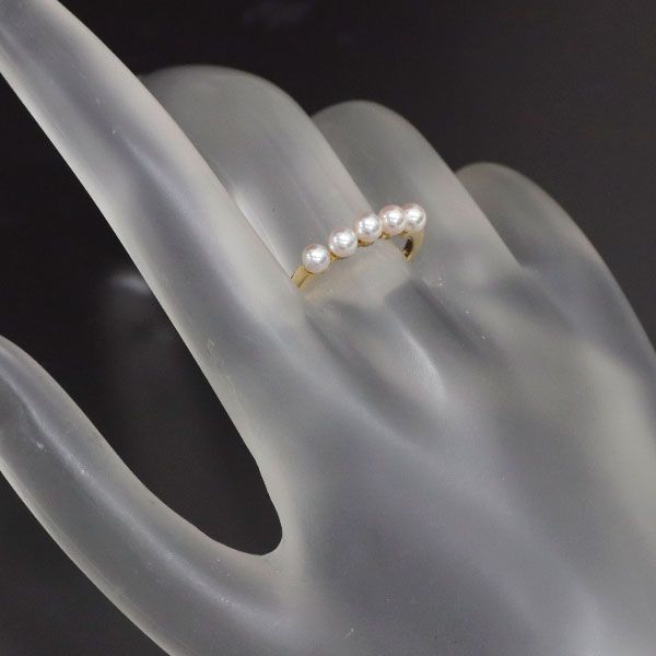 極美品✨ アコヤベビーパール リング K18WG アクセサリー ダイヤモンド アコヤ ベビーパール ダイヤモンド K18YG/WG リング 11号 指本を