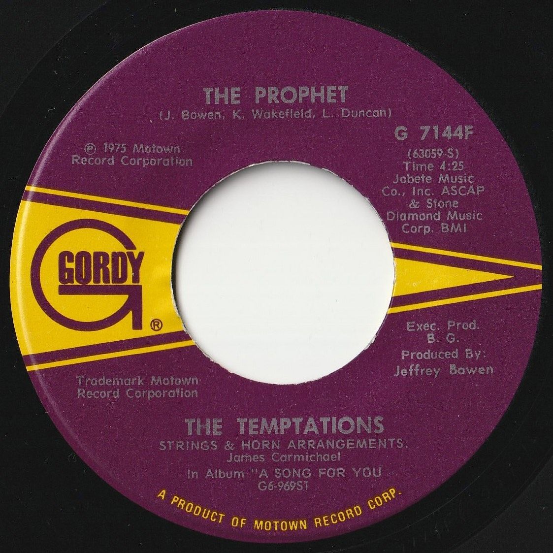 Temptations Glasshouse / The Prophet Gordy US G 7144F 201750 SOUL FUNK ソウル ファンク レコード 7インチ 45