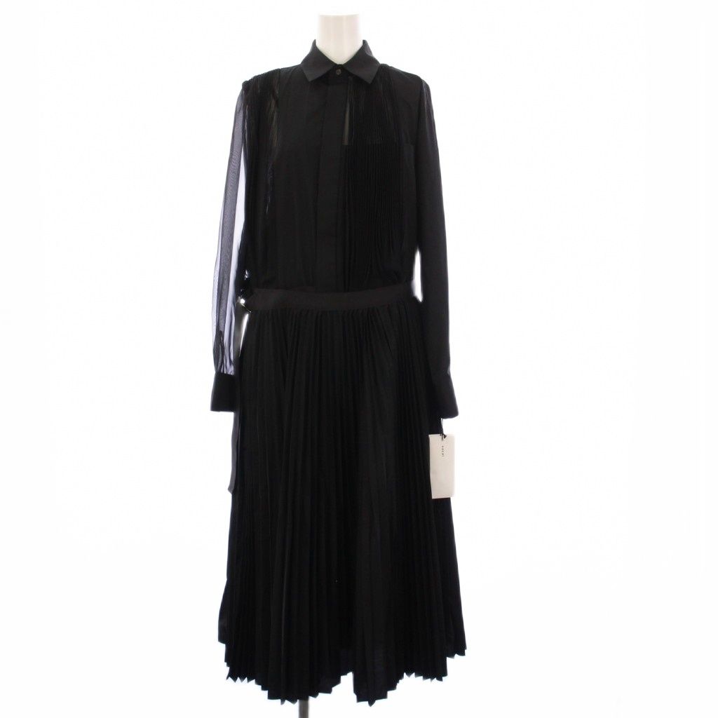 【送料関税込】sacai★スーチング × シャツワンピース プリーツ サカイ sacai 23SS SEETHROUGH SHIRT シースルー シャツ