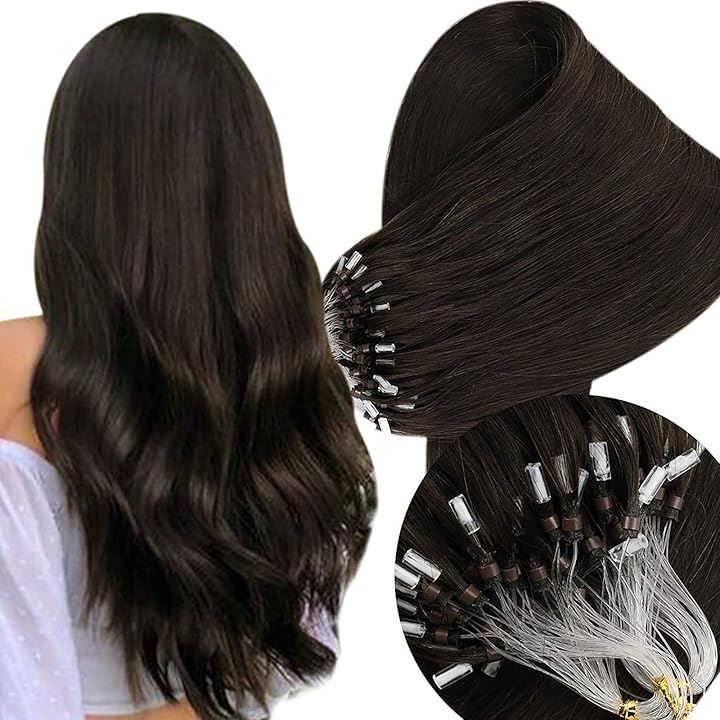 新品人毛編み込みエクステ今だけお値下げ♡ XUANHEFA 人毛 ring loop hair チップエクステ レミーエクステ