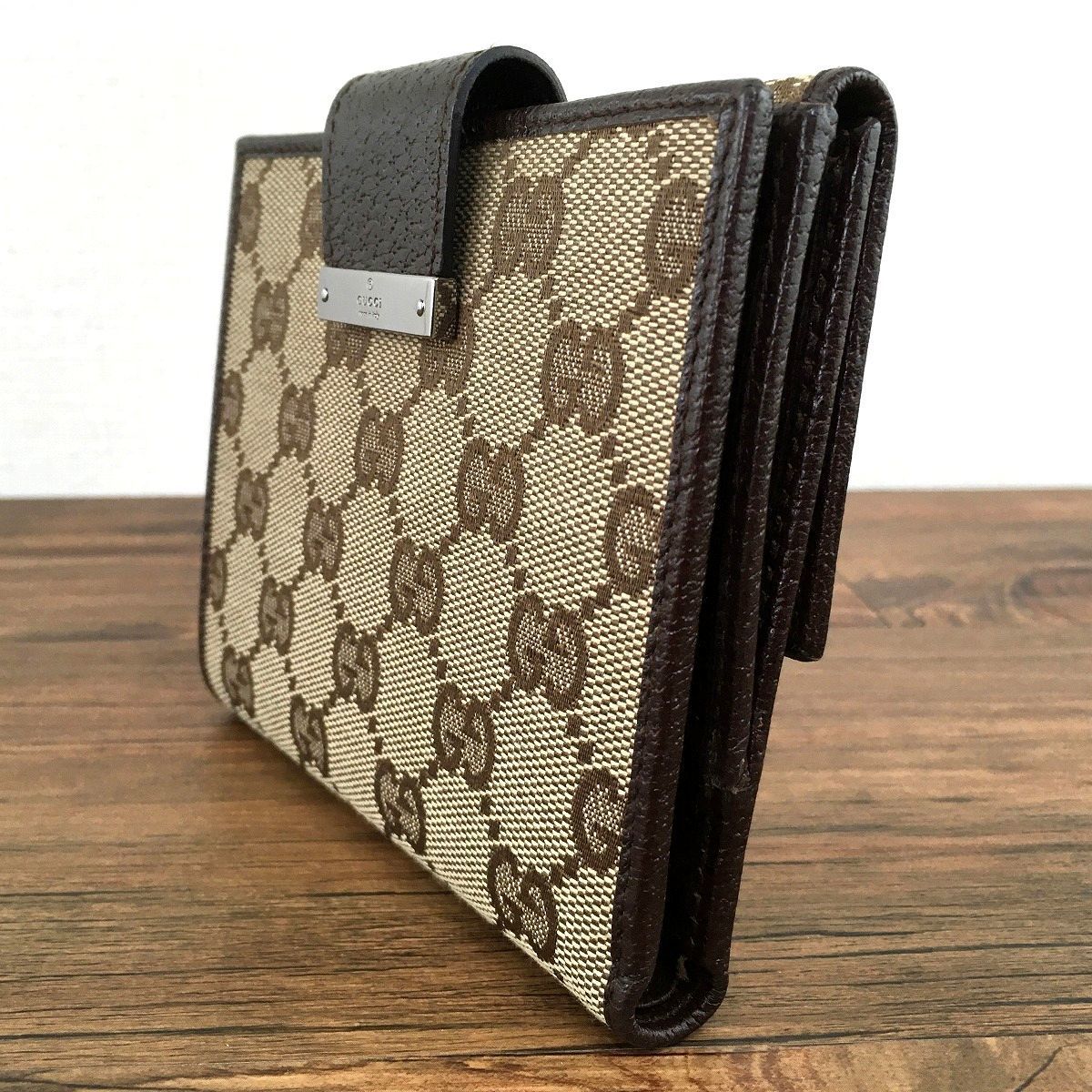 308 送料込み！ 極美品 GUCCI Wホック財布 115094 GGキャンバス 箱付き  
