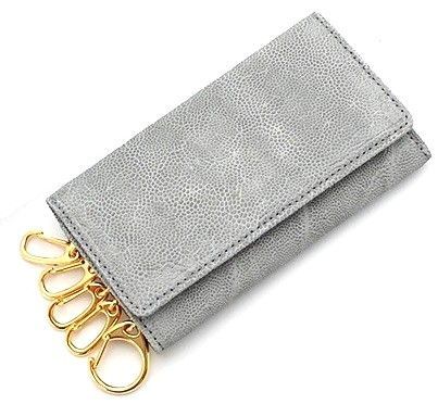 期間 送料無料＆税込価格 ♥ 数量 特別価格 RED CROW -レッドクロウ- 本エレファント 象革 日本製 男女兼用 シンプル 5連キーフック ゴールドパーツ採用モデル マルチ キーケースウォレット TK-EKC グレー