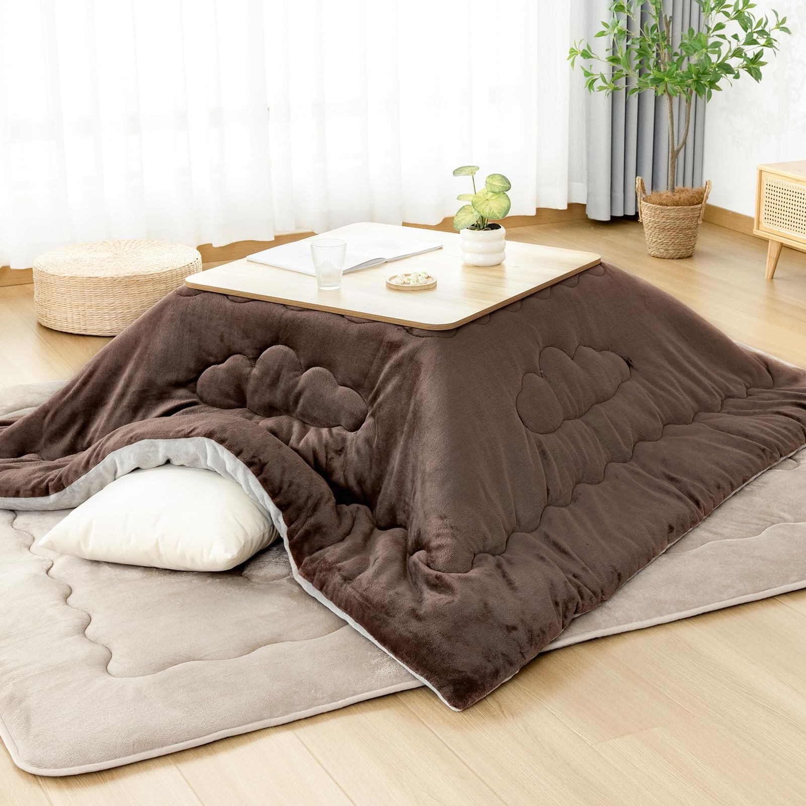 【数量限定】単品185×185cm 【雲】キルティング 保温蓄熱 正方形 リバーシブル フランネル 綿ズレ防止 吸湿発熱 こたつふとん こたつ布団 ふわふわ こたつ掛け布団 洗える 抗菌防臭火燵布団 