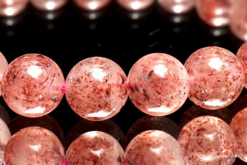 １点物 AA 赤い煌めき ストロベリークォーツ レピドクロサイトインクォーツ 8mm ブレスレット パワーストーン 天然石 _MA9161