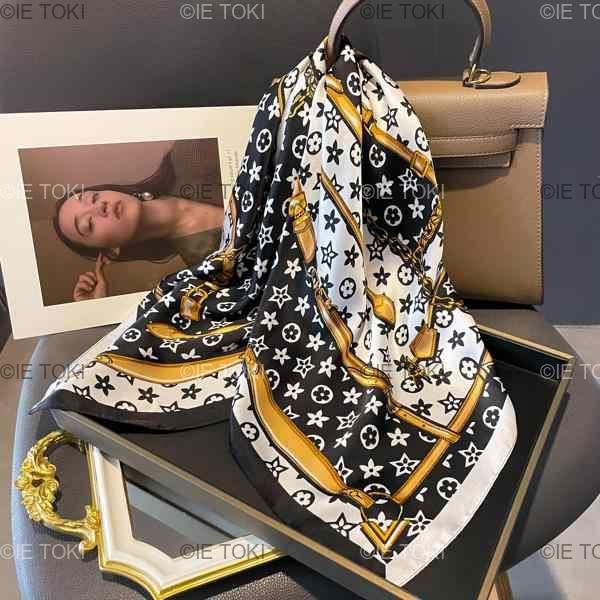 女性用シルクサテンスクエアショール 女性用スカーフ バンダナ