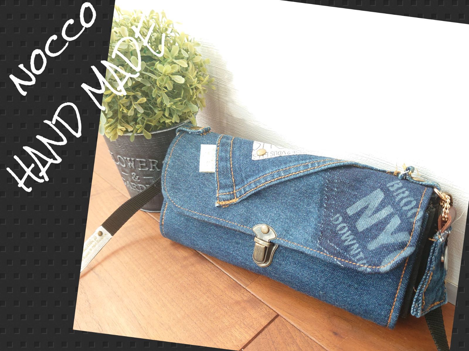 No.321【DENIM✖️ステンシルカモフラWallet💖】お財布ショルダー