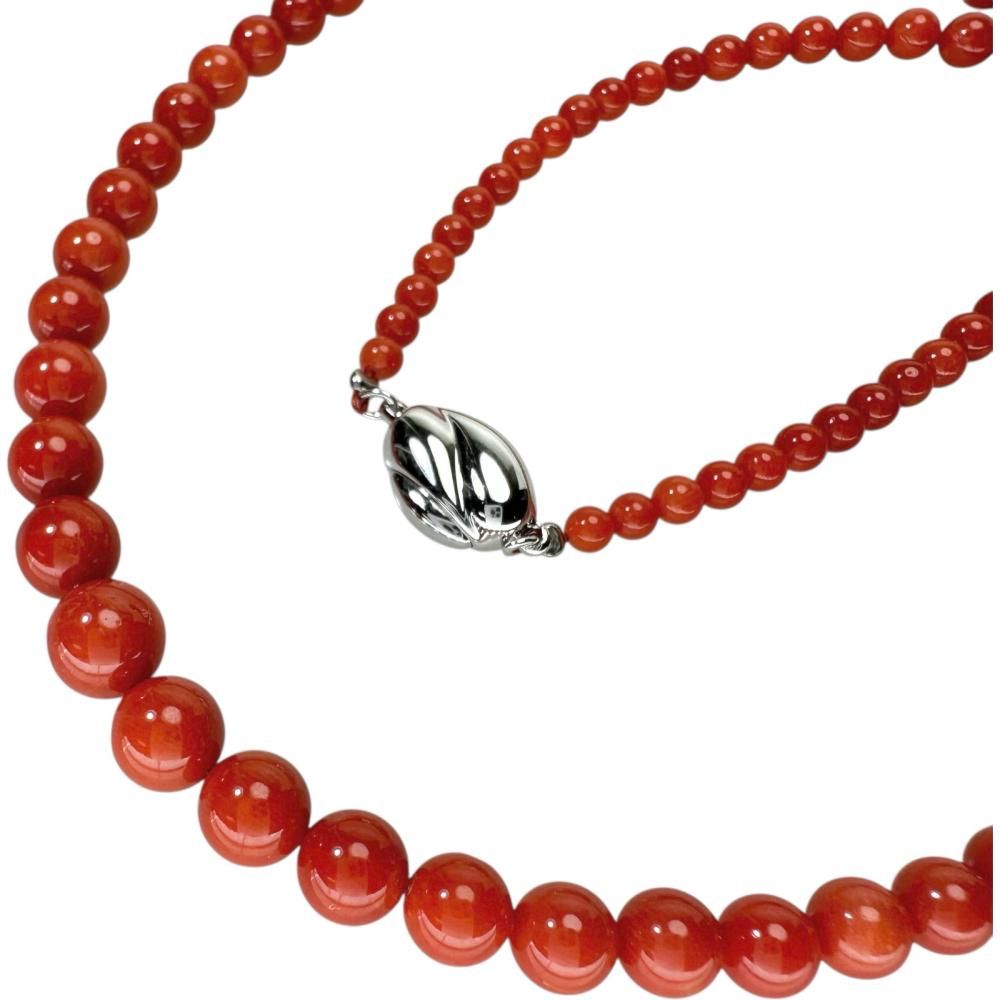 赤サンゴ約3.2～7.3mm ネックレス シルバー 15.6g 44cm レディース