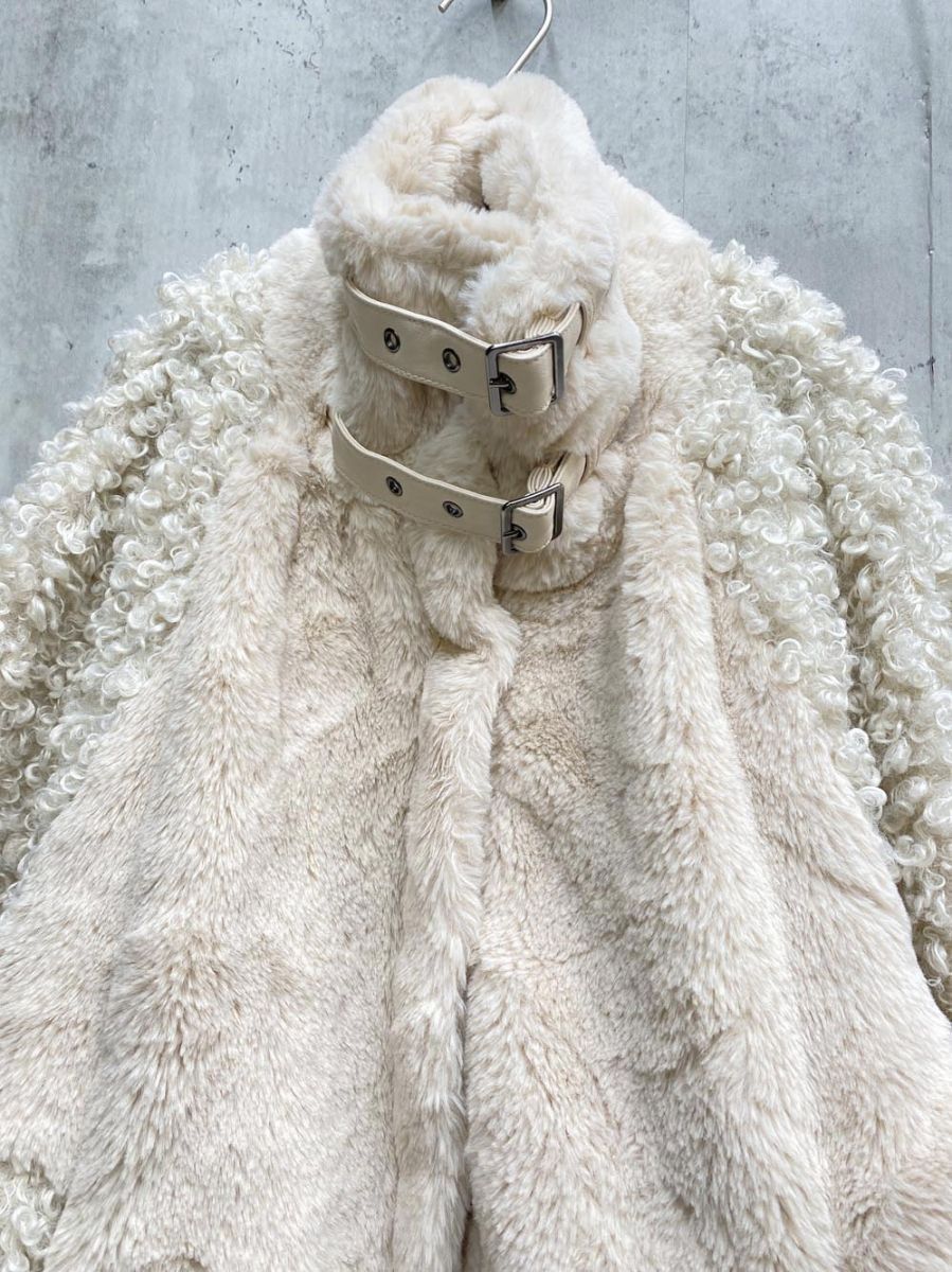 BELLE VINTAGE ベル ヴィンテージ レザーベルトボリュームボアジャケットⅡ sizeF ベージュ ◆ ◎レディース