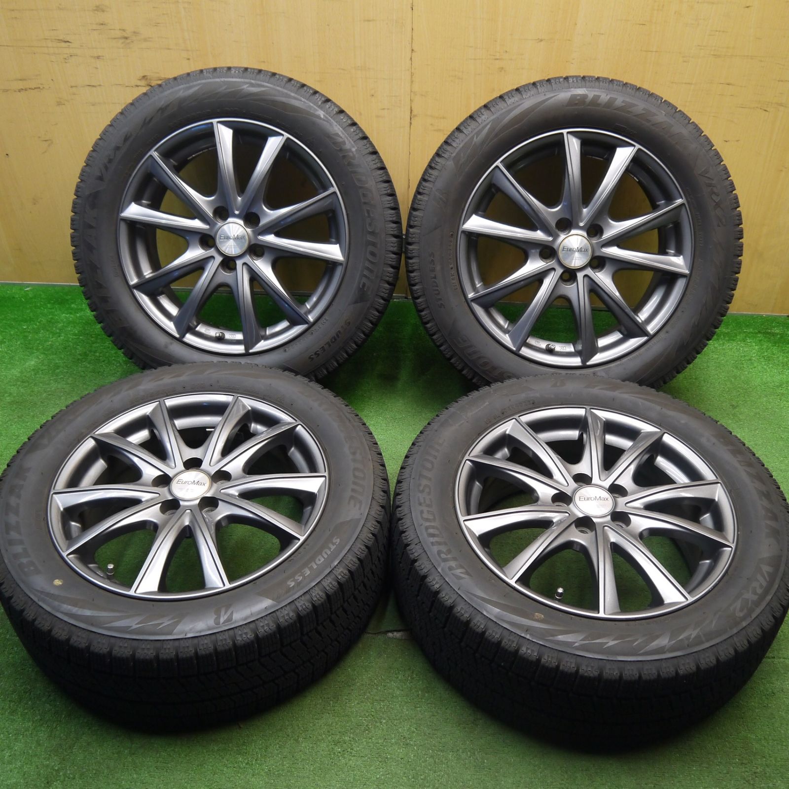 バリ溝 22年 キレイ 9.5分 86 BRZ 等 205|55R16 スタッドレス ブリヂストン ブリザック VRX2 EuroMax ユーロマックス 16インチ PCD100|5H 5040804Hス