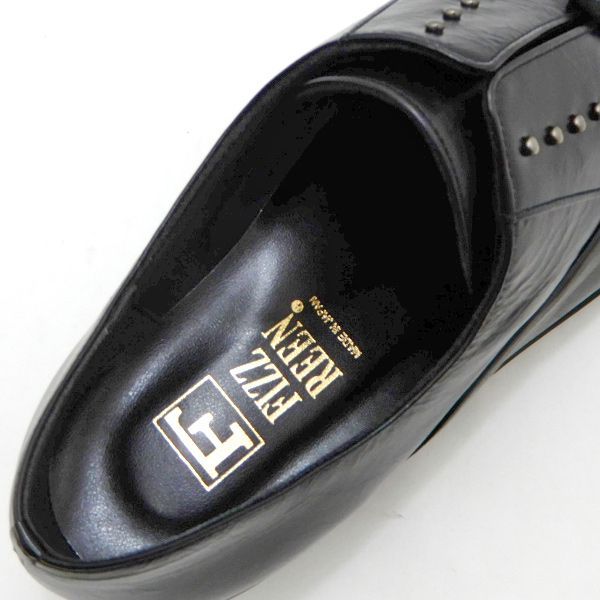 靴 レディース 本革 黒 幅広 3E スリッポン FIZZ REEN フィズリーン