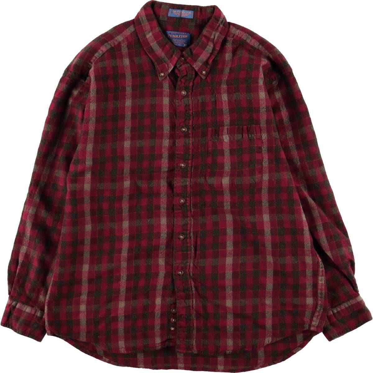 古着 00年代 ペンドルトン PENDLETON SIR PENDLETON チェック柄 ボタンダウン 長袖 ウールシャツ レディースXL相当 eaa587819