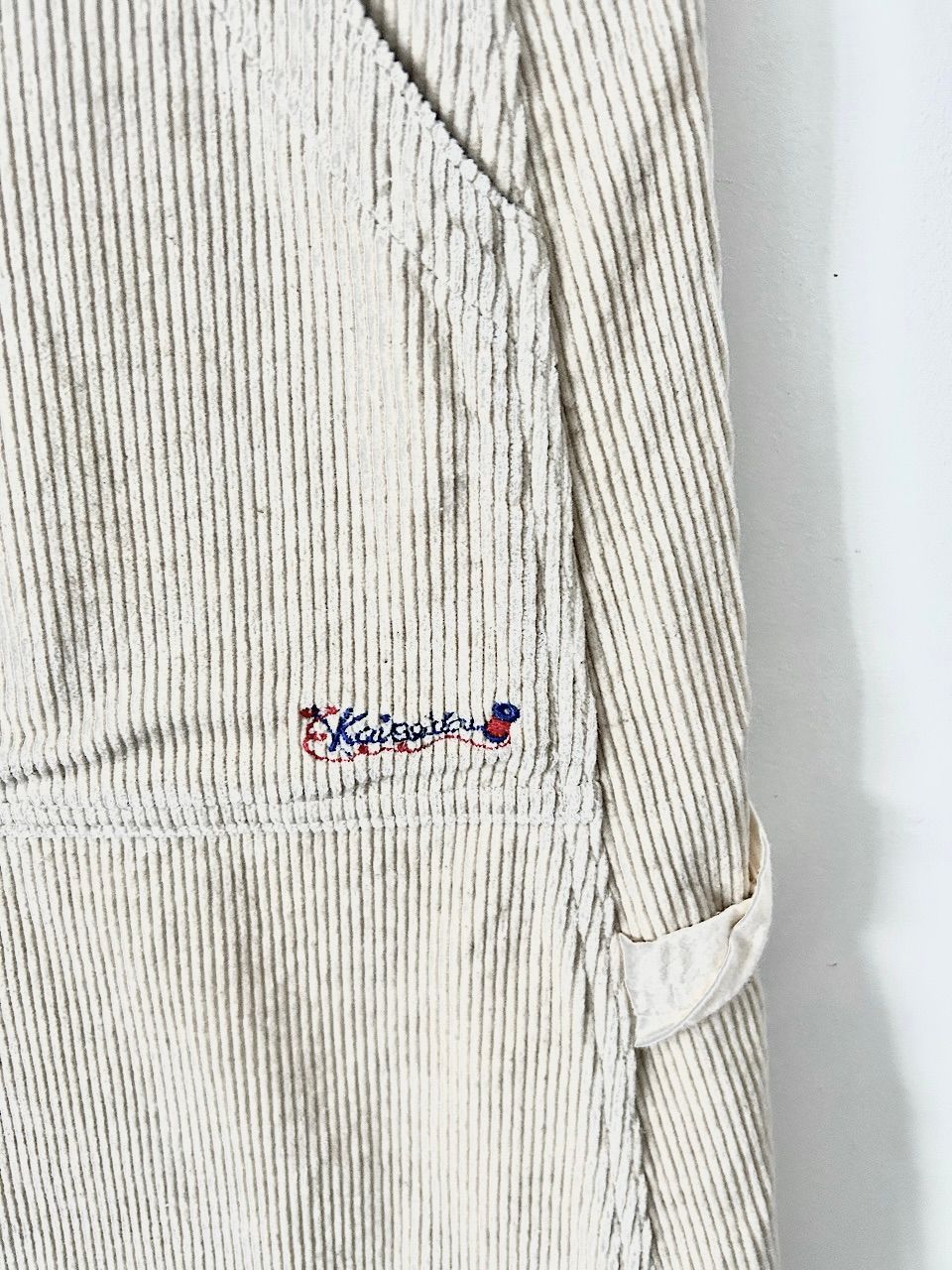 美品】快晴堂 TOPベージュのコール天 オーバーオールスカート サイズ2