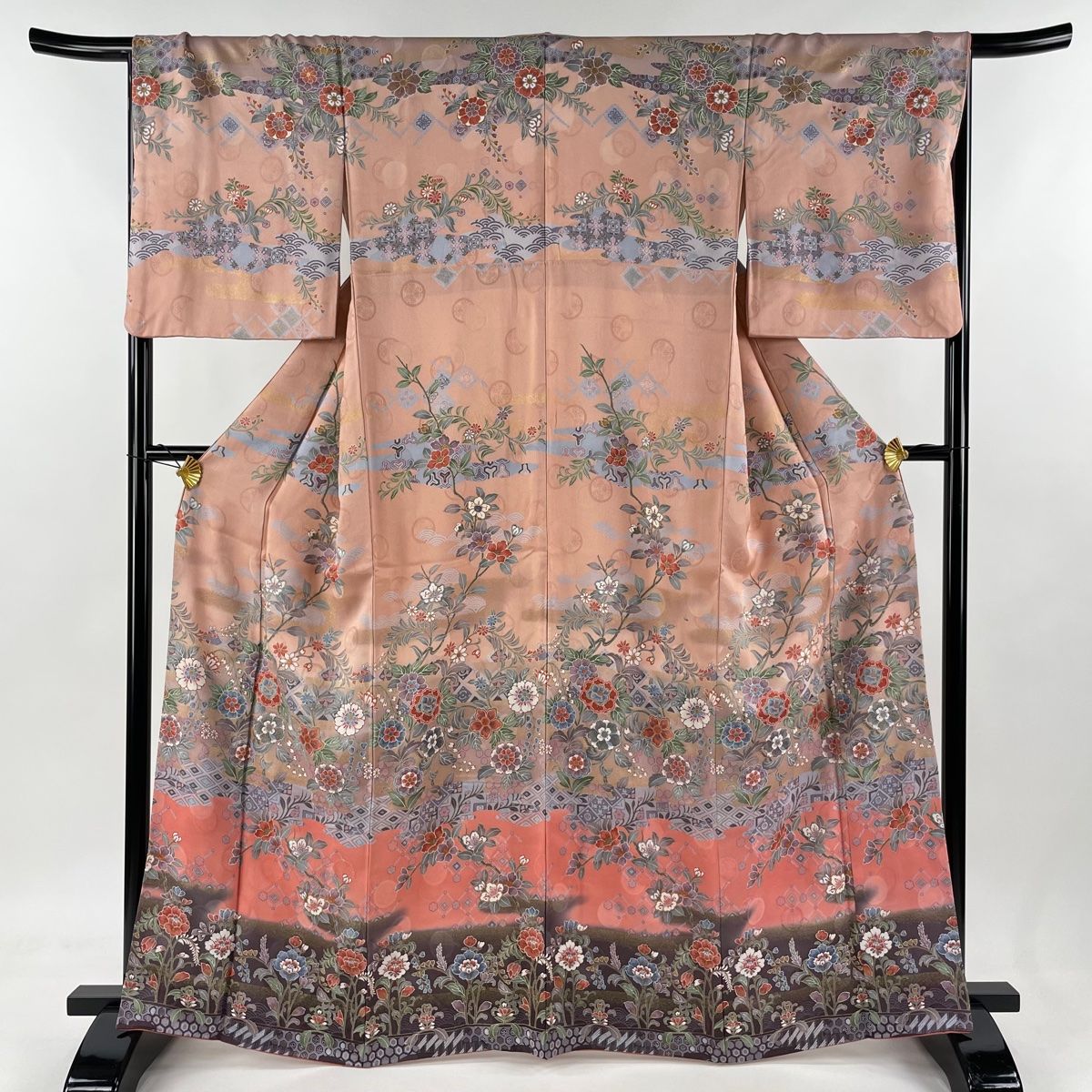 訪問着 身丈165cm 裄丈66cm M 袷 翠山工房 落款あり 辻が花 菱 ぼかし  